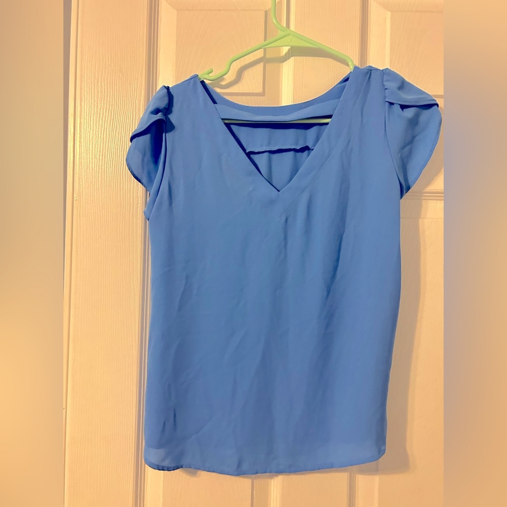 Loft light blue tulip sleeve blouse XXSP